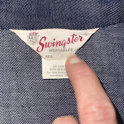 VTG Swingster Jacket Mens Denim Lined World Of Wearables Perfect Circle - Image 1 of 4