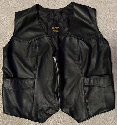 TRD Leathers Black Leather Motorcycle Riding Vest Size XL - Image 1 of 4