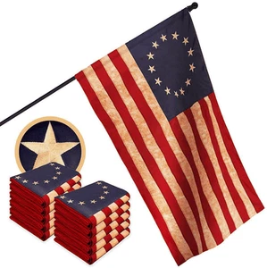 Confezione da 10: Betsy Ross TeaStained Flag 1x1,5 piedi ToughWeave Pro Series Palo - Foto 1 di 8
