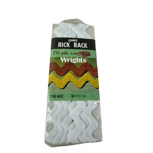 Nuevo En Paquete De Colección Wrights Blanco 30 Jumbo Rick Rack 2.5 Yardas Hecho en EE. UU. - Imagen 1 de 1