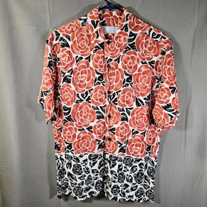 Jams World Button Down Shirt Mens Small Laro Latona Rose Red Black Short Sleeve - Picture 1 of 7
