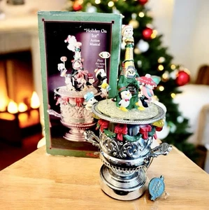 Enesco Vintage 1992 Weihnachten Spieluhr Figur Holiday On Pinguin Auld Lang Syne - Bild 1 von 15