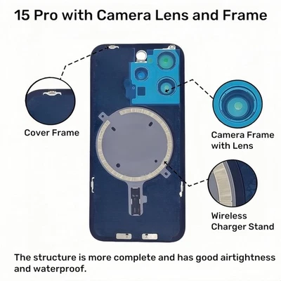 Back Glass for iPhone 15 Pro, 15 Pro Max , with Metal / Magnet / NFC US Shipping - Image 1 of 3