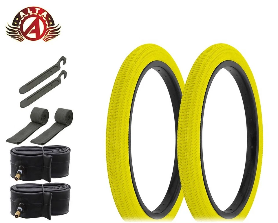 JUEGO DE 8 PIEZAS NEUMÁTICOS DE CUENTAS DE ALAMBRE DE ALTO RENDIMIENTO BICICLETA ALTA 18" X 1,95 AMARILLO BMX. Foto 1 de 1