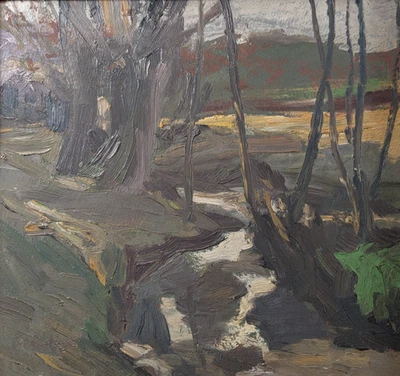 Bachlandschaft, expressionistisches Ölbild, signiert, ca 1920 - Bild 1 von 4