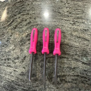 snap on 3 pc  5” mini poket prybar set straight, bent 90 pbms5ep, Pbmb5ep pink - Picture 1 of 4