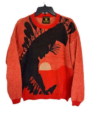 Suéter Ropa Occidental Diseño Premio De Colección Para Hombre Mediano Naranja Tejido Indio EE. UU. Foto 1 de 4