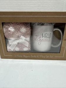 Tazza e calzini Hello Gorgeous regalo rosa e bianco nuovi con scatola - Foto 1 di 11