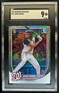 2025 Bowman James Wood Mega Box RC Refractor Rookie #29 Nationals SGC 9 - Picture 1 of 2