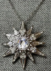 Swarovski Star Crystal Rockerfeller Snowflake Pendant Necklace Brooch 2005 RARE - Picture 1 of 23