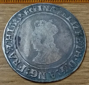 Error de chelín. Isabel I de Inglaterra S chelín. 1559-60. Emisión F. Lis. - Imagen 1 de 2