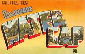 PA Pennsylvania DELAWARE WATER GAP LARGE LETTER LINEN Greetings ca1940s Postcard - Picture 1 of 2