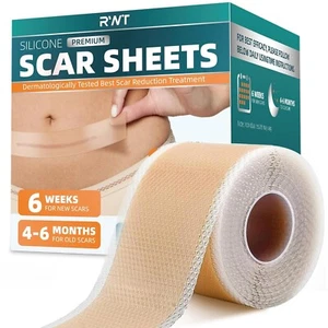 Hojas de silicona para cicatrices Cinta de silicona para cicatrices quirúrgicas - Rollo de 60" x 1,6"... - Imagen 1 de 7