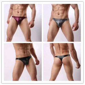 3 PC new Thong men T pants underwear for low waist Briefs imitation leather male - Picture 1 of 16