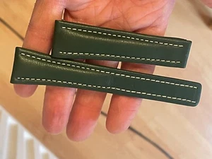 BREITLING 20-16 Dark Green Leather Strap For Deployment Clasp - New (A366) - Picture 1 of 3