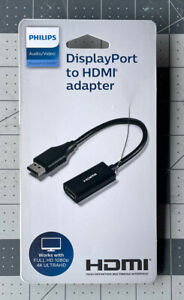 NEW - PHILIPS DisplayPort to HDMI Adapter - Display Port - BLACK - SEALED!