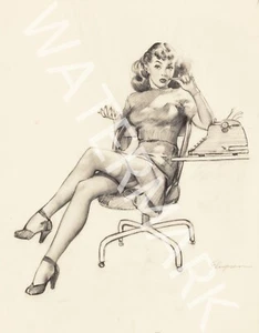 Seated Nude - Gil Elvgren - Classic Image - 10x8 Photo Print - Foto 1 di 1