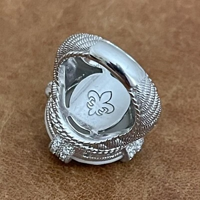 Nuevo sin etiquetas Auténtico Anillo Judith Ripka Plata de Ley 925 Piedra Ágata Blanca Talla 5 Foto 1 de 4