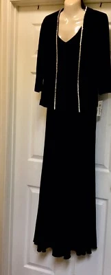 全新 ALEX EVENINGS 正式黑色礼服 2 件套 女式 8 码 精美珠宝连衣裙 189 美元 — 第 1/4 张图片