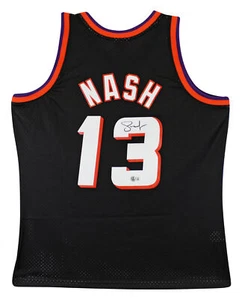 Suns Steve Nash Signed Black M&N 1996-97 HWC Swingman Jersey BAS Witnessed - Picture 1 of 5