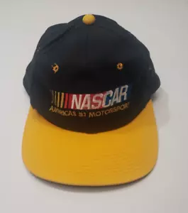 Vintage 90's NASCAR Embroidered Kudzu Snapback Cap Spellout Black/Yellow Hat - Picture 1 of 11