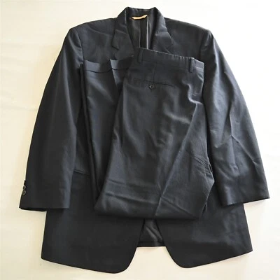 Donna Karan Signature 44R 36x32 Navy Blue Stripe Wool Italy Jacket Pants Suit - Image 1 of 4
