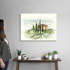 Watercolor Tuscan Villa Ii Canvas Wall Art Print, Countryside Home Decor