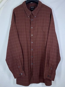 Van Heusen Shirt Mens 4XL Maroon Red Checkered Short Sleeve Button Up Pocket Big - Picture 1 of 10