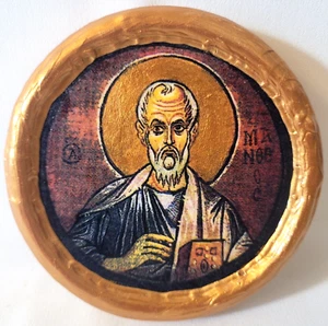 Santi Matteo Apostolo Cattolico e Bizantino Greco-Ortodosso Icona Chiesa Rotonda - Foto 1 di 4