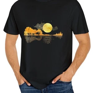 Moon Pattern T-shirt, Men's Casual Street Style Elastic Round Neck T-shirt For S - Bild 1 von 8