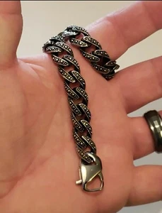 Cuban Link Bracelet Vintage Finish Big .5in Wide 316L Stainless Steel NEW - Picture 1 of 7