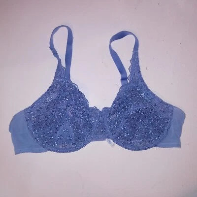 Sujetador Playtex 40C sin forro de encaje azul con aros Foto 1 de 4