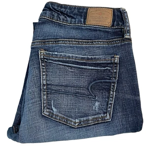 American Eagle Damen Jeggings Gr. 6 Blau Super Stretch Used Low Rise - Bild 1 von 8