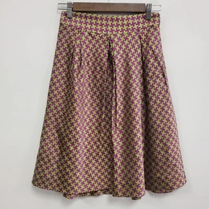 Vintage J Mclaughlin Womens Silk Houndstooth Pleated Skirt Size 6 Academia - Picture 1 of 11