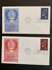 1967 United Nations UN Fireworks Sc# 168-9 FDCs Chickering Jackson Cachet - Picture 1 of 2