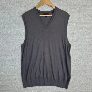 Banana Republic Sz L Silk Cashmere V-Neck Sweater Vest Gray Business Casual L - Picture 1 of 7