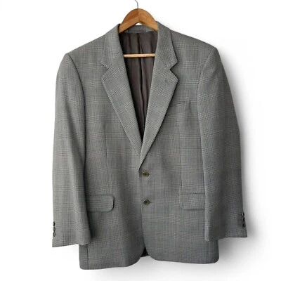 Jaeger Men’s Glen Plaid Check Suit Jacket Blazer 100% Wool Size 48R - Image 1 of 4
