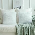 Fluffy Pack Of 2pcs Square Cushion Covers Shaggy Set Scatter Sofa 18" X 18
