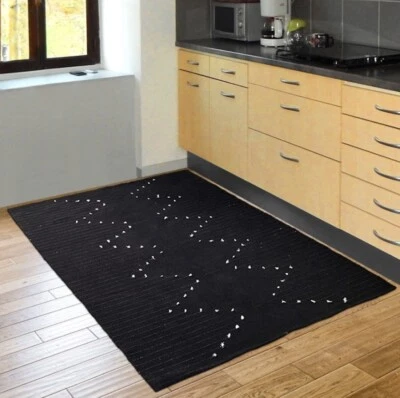 4' X 6' Rug Washable Boho Black Living Mud Room Kitchen Foyer Cotton Woven Area - Image 1 of 4