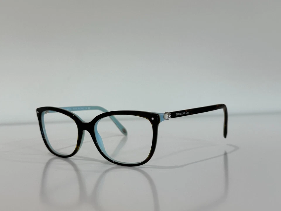 Tiffany & Co. TF 4105-H-B 8134/3B Cat Eye Havana Blue Eyeglasses Frame 55-17-140 - Image 1 of 4