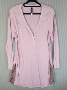 Adore Me Eniko Sleepshirt Damen Gr. 2X V-Ausschnitt Henley weicher Rippstrick rosa - Bild 1 von 8