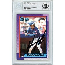 Shawon Dunston Authentic Signed Chicago Cubs 90 Topps Card Beckett Slab COA Auto
