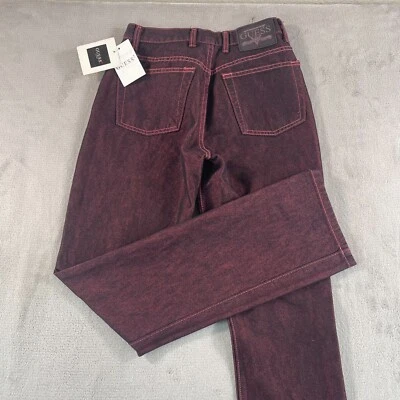 Pantalones de mezclilla vintage Guess EE. UU. para mujer 26 (etiqueta 27) rojo negro corte bootcut joya DeadStock nuevos con etiquetas Foto 1 de 4