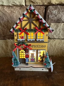 World Market 2024 Laser Cut Wood German Toy Store LED Shop Christmas Village - Picture 1 of 7
