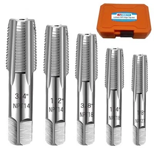 5-Piece NPT Pipe Tap Set 1/8" 1/4" 3/8" 1/2" 3/4" ¾” NPT Tap Set Carbon Steel... - Picture 1 of 7