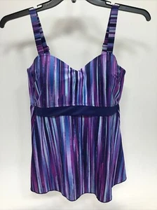 Denim & Co. Beach V-Neck Handkerchief Hem Swim Dress, Multi, 12 - Picture 1 of 2