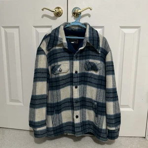 70s Vintage Towncraft Pennys Plaid Shacket Jacket Coat Piled Lining XL - Picture 1 of 21