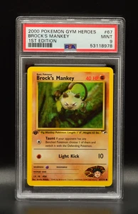 Brock’s Mankey 1st Edition 2000 Gym Heroes 67/132 WOTC Pokemon PSA 9 - Picture 1 of 2