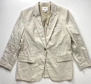 Banana Republic Core All Linen Blazer Womens 12 Natural Beige Jacket NEW - Picture 1 of 22