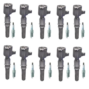 Denso 10 Ignition Coil 10 NGK Platinum Spark Plugs Kit For F-350 SD 6.8 V10 - Picture 1 of 1